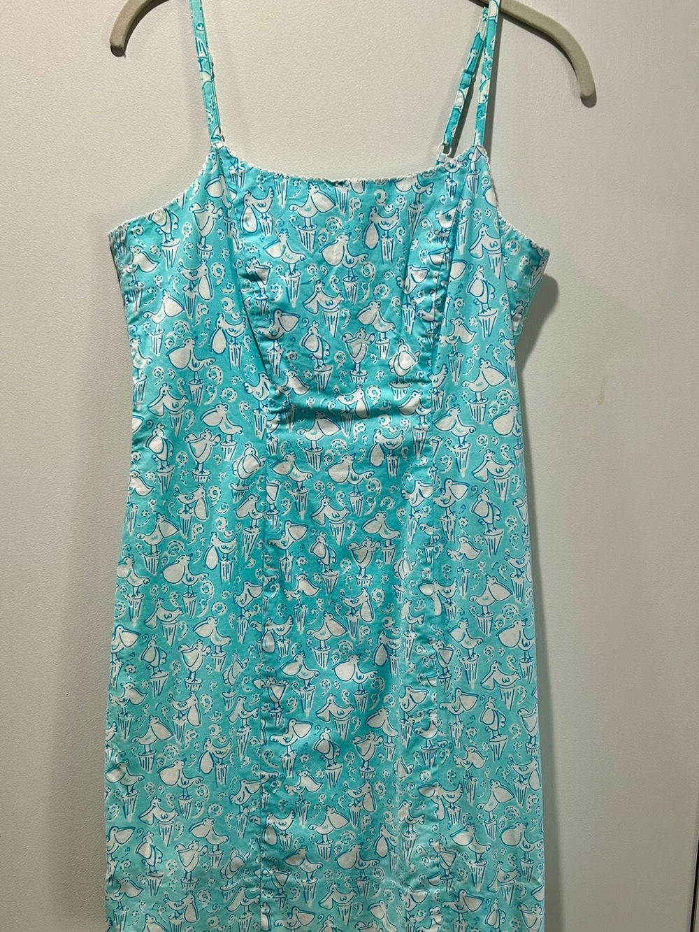 Lilly Pulitzer Ol Salty Pelican Blue Novelty Print Slip Dress Sz 6